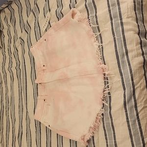 Pink and white jean skirt